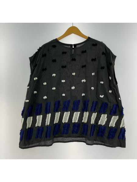 タンクトップ tumugu: パネルカットジャガード プルオーバーブラウス