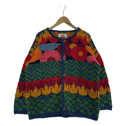 OLD・VINTAGE カーディガン 90s AMANO 総柄ニットカーディガン