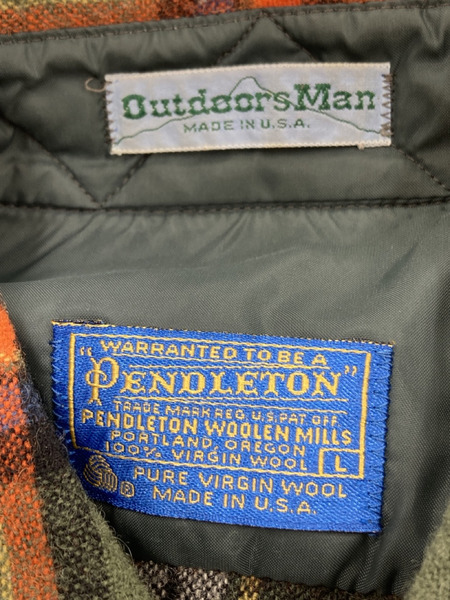 PENDLETON OutdoorsMan  80s ネルシャツ L グリーン系[値下]
