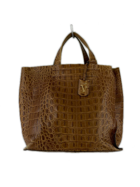 FURLA クロコ型押シ 2WAYバッグ 茶