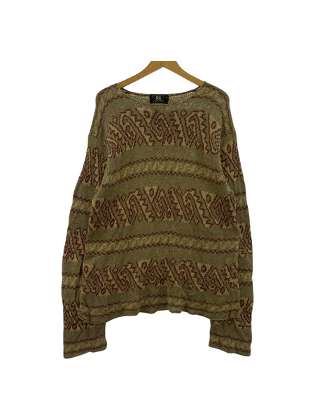 RRL ニット・セーター S/ネイティブ柄/ブラウン