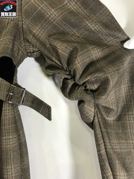 AMERI 長袖ワンピース WAIST CROSS CHECK DRESS S