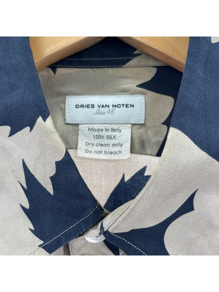 DRIES VAN NOTEN 長袖シャツ 総柄シルクシャツ/46