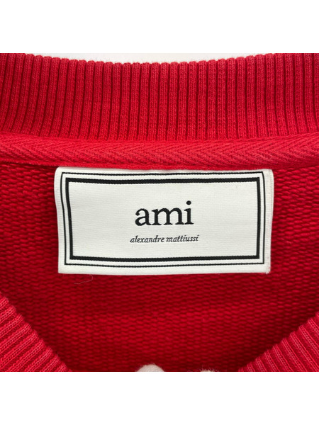 AMI paris スウェット・トレーナー ロゴ刺繍スウェット 赤 L