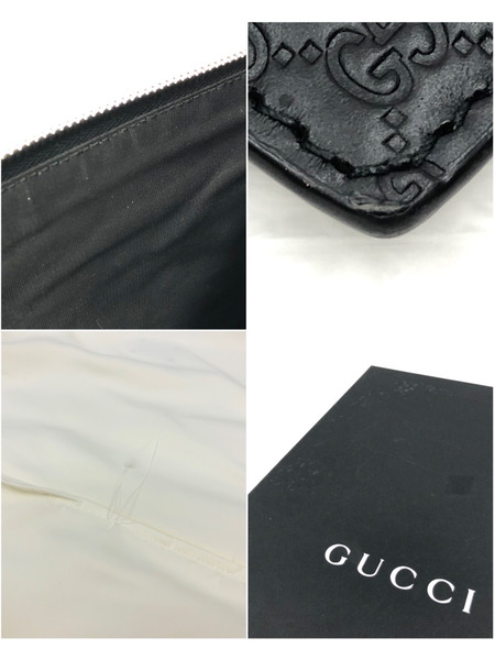 GUCCI マイクログッチシマレザー セカンドバッグ BLK
