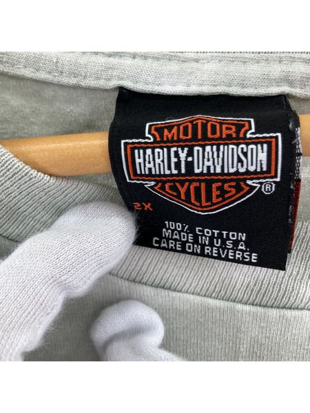 Harley-Davidson 半袖 00s Hanesボディ S/SドクロプリントTee (2XL)[値下]