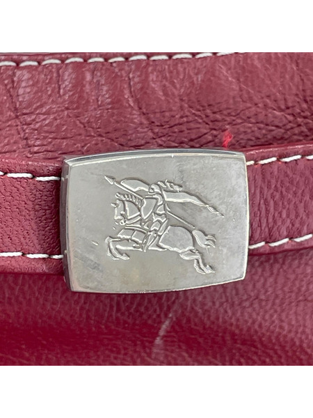 BURBERRY BLUE LABEL ヒザ丈スカート レザー レッド