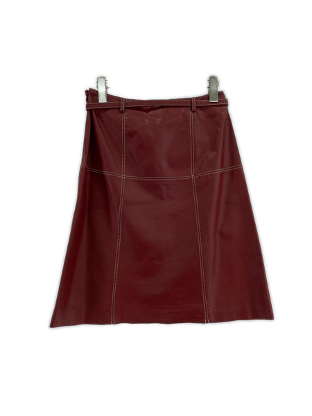 BURBERRY BLUE LABEL ヒザ丈スカート レザー レッド