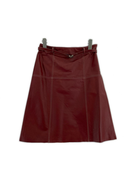 BURBERRY BLUE LABEL ヒザ丈スカート レザー レッド