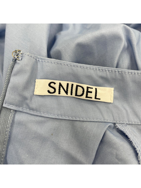 snidel 半袖ワンピース Sustainaボウタイシャツワンピース/ブルー