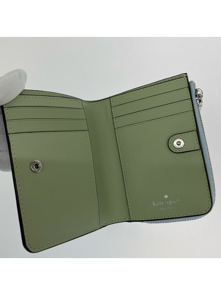 kate spade new york コンパクトウォレット マディソン スモールLジップウォレット 水色[値下]