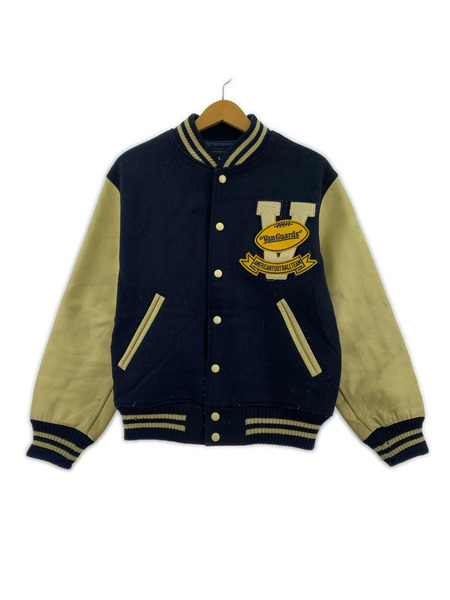 VAN-JAC- 袖レザー ウールスタジャン M ネイビー[値下]