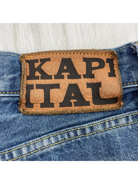 KAPITAL 25SS 14oz Bone Denim 5P Shorts ボーン刺繍デニムショーツ 38 EK-1448SPA[値下]