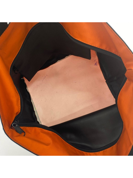 Herve Chapelier ソノ他バッグ 舟型 トートバッグ 黒ーオレンジ