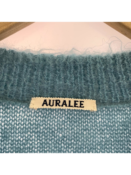 AURALEE ニット・セーター Vネックモヘヤニット スカイブルー (1)