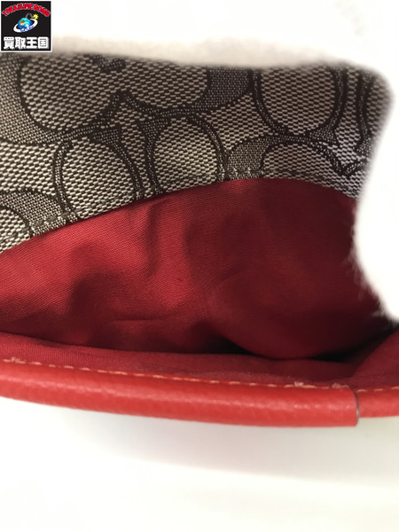 COACH ショルダーバッグ シグネチャー Cロゴ 赤グレー