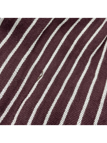 長袖シャツ GRAGS 72 ハーフボタンシャツ ストライプボルドー