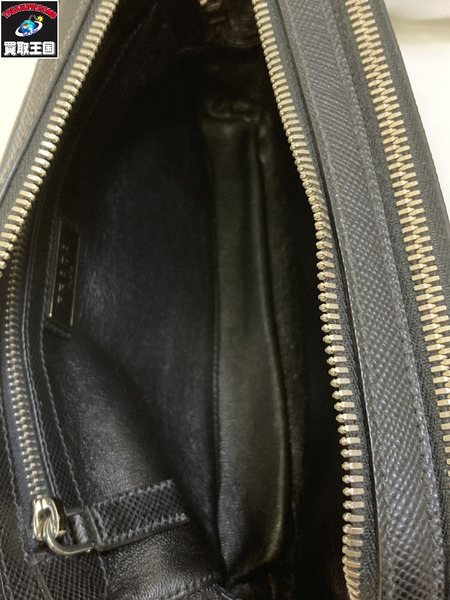 PRADA プラダ サフィアーノ クラッチバック 2VF052 レザー ブラック セカンドバック
