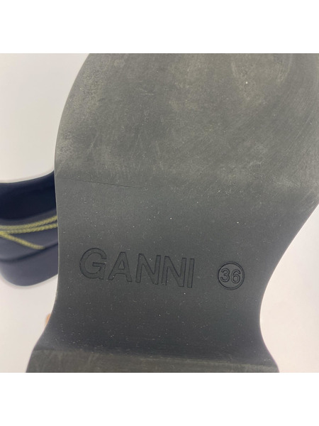 GANNI シューズ Retro Flatform Loafers S1948 36 黒 黄