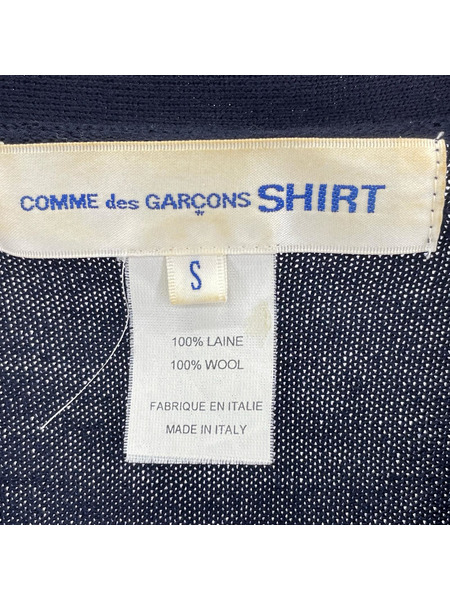 COMME des GARCONS カーディガン SHIRT イタリア製 ウールカーディガン 紺 (S)