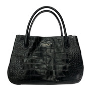 FURLA ハンドバッグ クロコ型押シバッグ　黒
