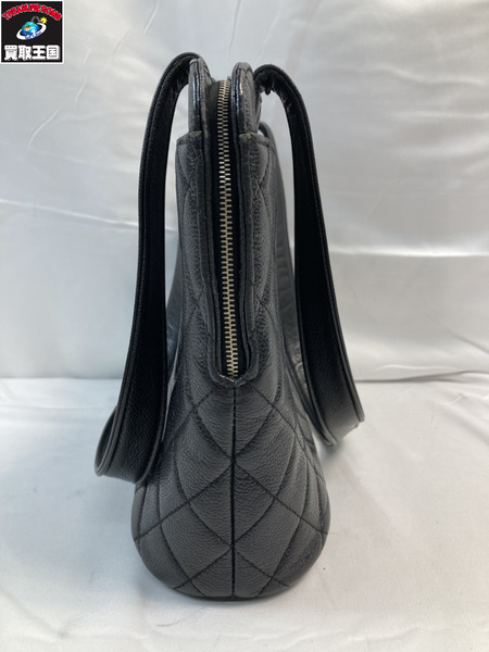 CHANEL シャネル 底面ココマーク マトラッセ キャビアスキン トートバック ブラック