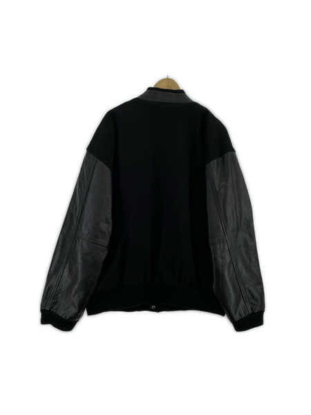 . ジャケット CABADA SPORTSWEAR 袖レザー ウールスタジャン 黒 (XL)