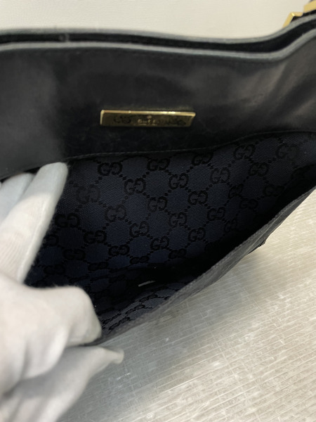GUCCI GGキャンバス レザー切替 ショルダーバッグ 黒