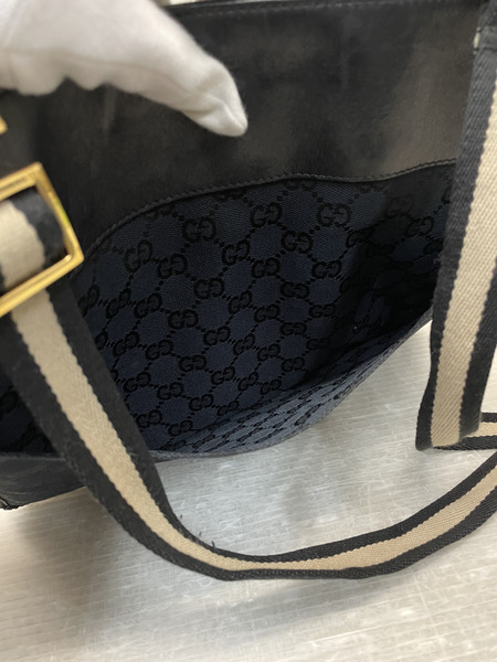 GUCCI GGキャンバス レザー切替 ショルダーバッグ 黒