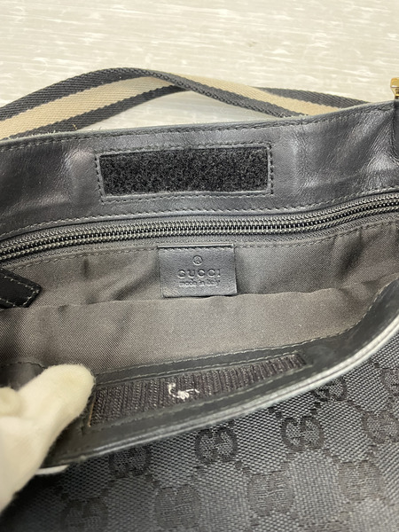 GUCCI GGキャンバス レザー切替 ショルダーバッグ 黒