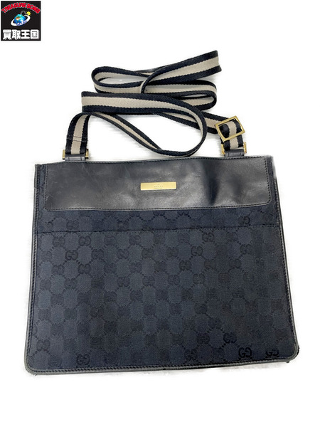 GUCCI GGキャンバス レザー切替 ショルダーバッグ 黒