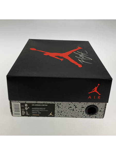 NIKE 308497-060 Air Jordan 4 Retro Bred (26) 黒/赤