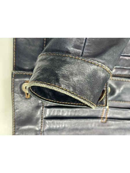 Y'2 LEATHER レザージャケット ホースハイド 2nd トラッカージャケット 38 ネイビー[値下]