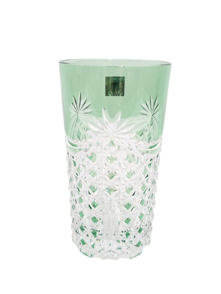 江戸切子グラス カガミクリスタルロックグラス2835緑 [値下]