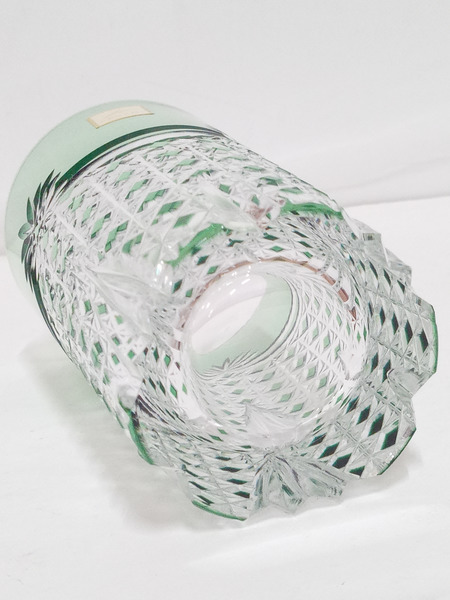 江戸切子グラス カガミクリスタルロックグラス2835緑 