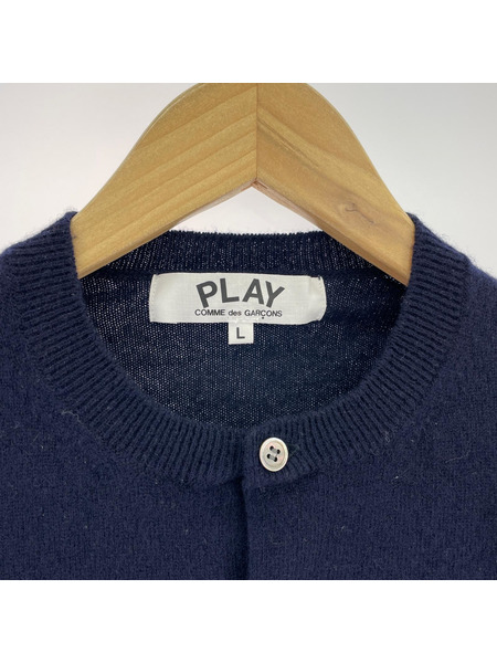 PLAY COMME des GARCONS ハートワッペン ウールカーディガン L ネイビー AZ-N057