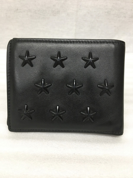 JIMMY CHOO　コンパクトウォレット LUCA スタースタッズ 二つ折り財布 BLK