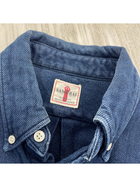 SAMURAI JEANS 長袖シャツ インディゴドビーオックスボタンダウンシャツ