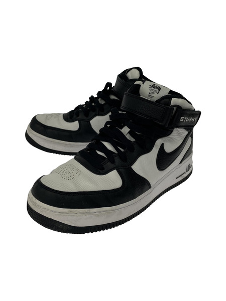 NIKE×STUSSY AIR FORCE 1 '07 MID SP BLK/WHT (27.0)[値下]