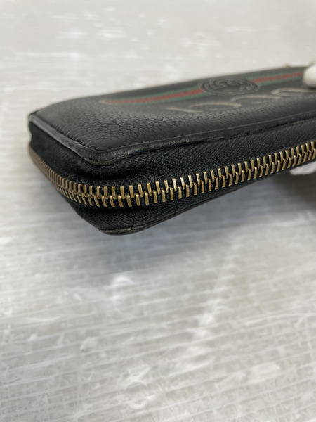 GUCCI ヴィンテージロゴ ラウンドジップロングウォレット 黒 496317-0416