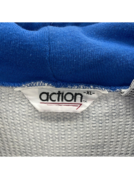 OLD・VINTAGE 90s action ダブルフェイスフーディー XL BLU