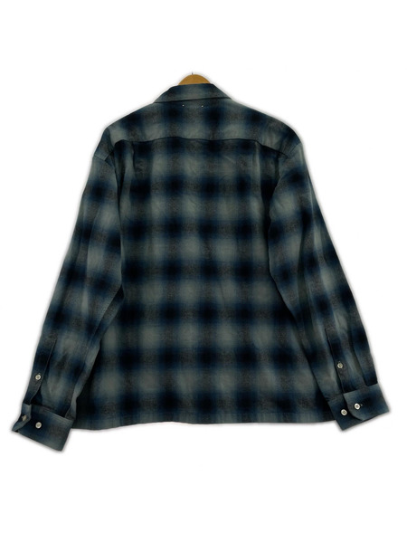 MINEDENIM 長袖シャツ C.Flannel Ombre Open Collar/ブルー