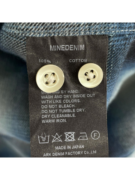 MINEDENIM 長袖シャツ C.Flannel Ombre Open Collar/ブルー