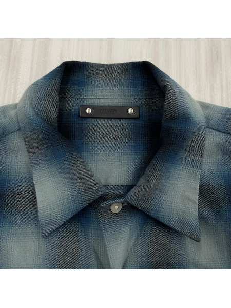 MINEDENIM 長袖シャツ C.Flannel Ombre Open Collar/ブルー