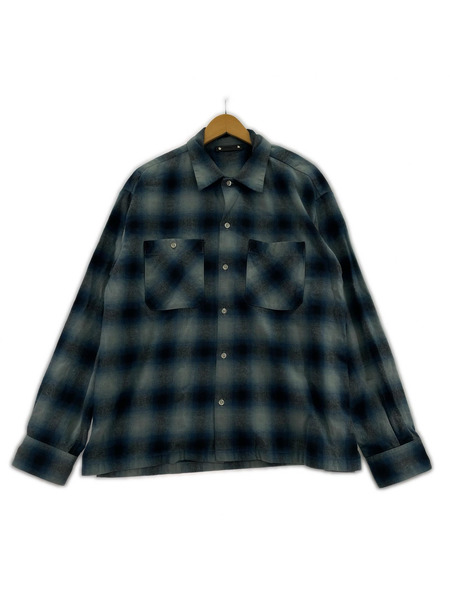 MINEDENIM 長袖シャツ C.Flannel Ombre Open Collar/ブルー