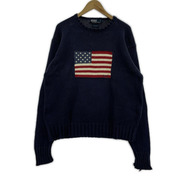 POLO RALPH LAUREN ニット・セーター 90s 星条旗 ニットカットソー(L)紺