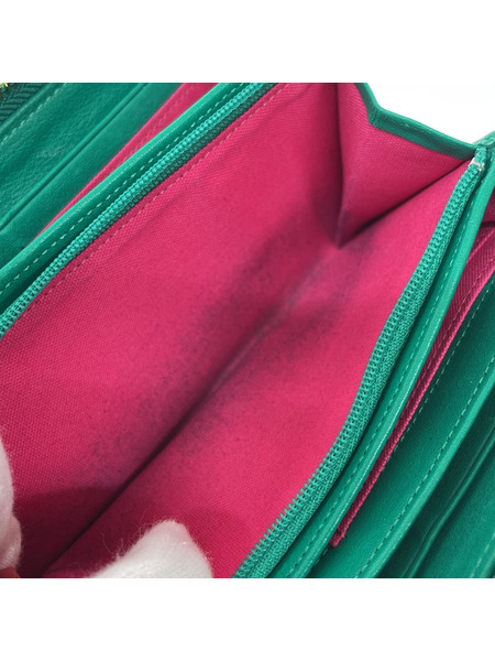 LANVIN en Bleu 長財布 ラウンドファスナー エメラルドグリーン レザー[値下]