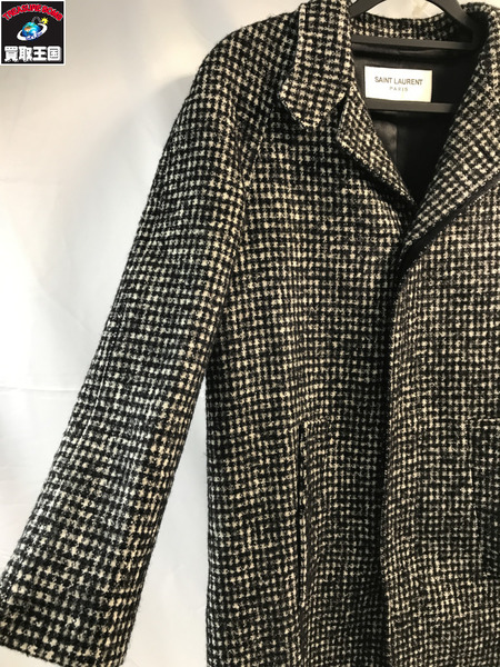 レディースラグ衣料 15AW SAINT LAURENT PARIS ハウンドトゥース ウールコート