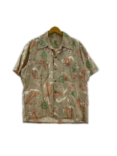 OLD・VINTAGE アロハシャツ 総柄 ベージュ