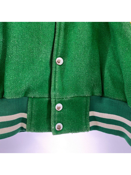 BLAIR CRESTS＆SPORTSWEAR 袖レザー スタジャン グリーン×ホワイト